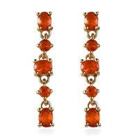 Mexican Fire Opal Earrings, Dangling Earrings, Sterling Silver Earrings, Opal Dangle Earrings 0.85 ctw