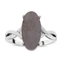 Marvelous Meteorites, Natural White Zircon Infinity Shank Ring in Rhodium Over Sterling Silver (Size 10.0) 9.35 ctw