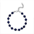 Lapis Lazuli Beaded Anklet 8-11 Inches in Silvertone 48.00 ctw - Sticky add to cart bar