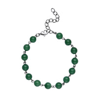 Aventurine Beaded Anklet 8-11 Inches in Silvertone 48.00 ctw