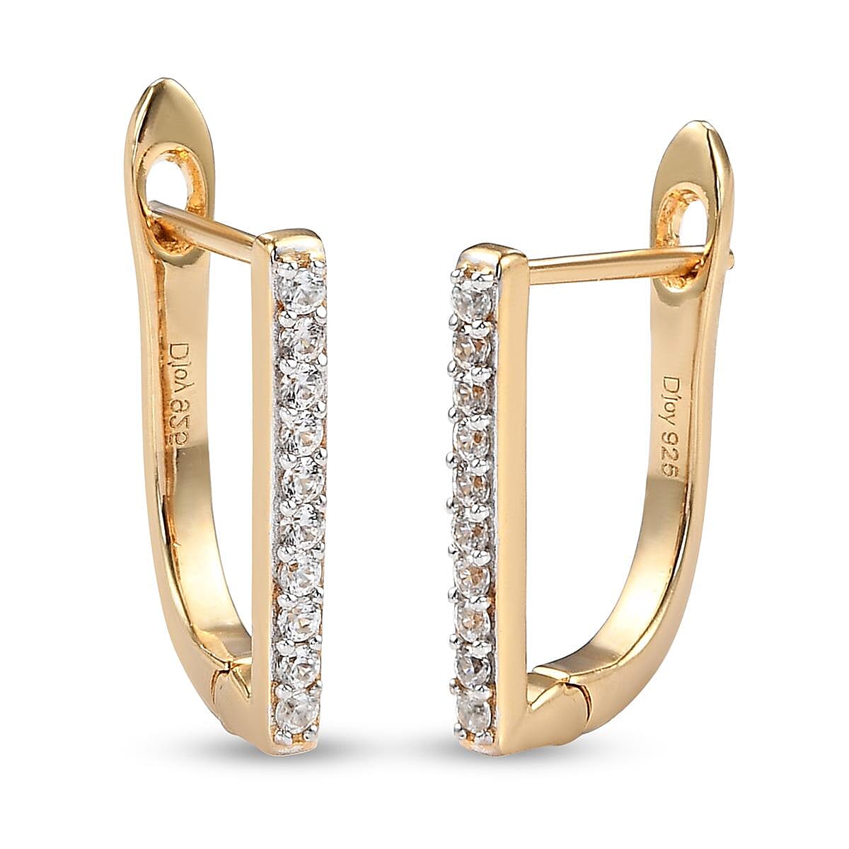 White Zircon 0.40 ctw Huggie Hoop Earrings in Vermeil Yellow Gold Over Sterling Silver