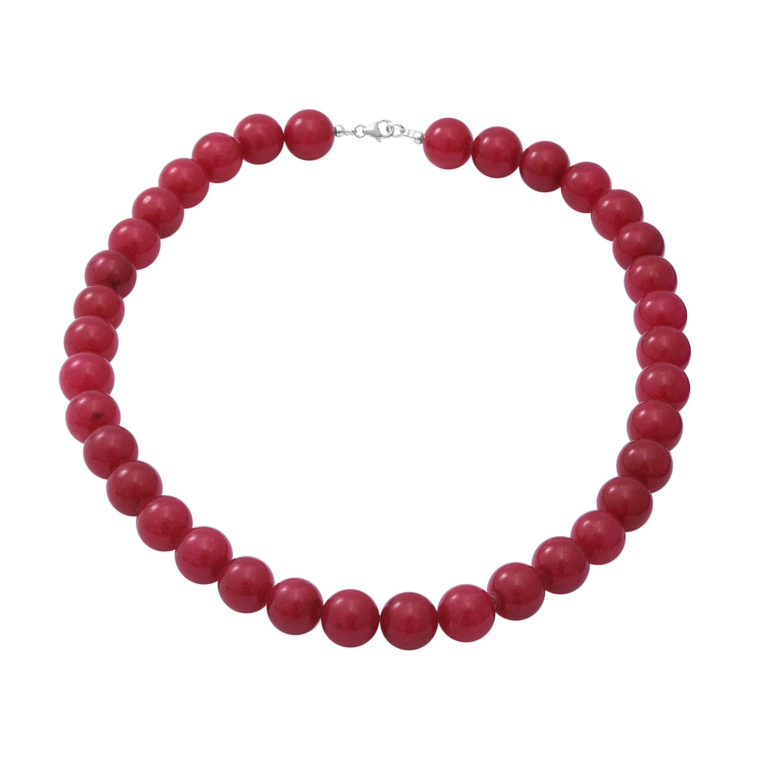 Ruby Quartz Beaded Necklace 18 Inches in Sterling Silver 300.00 ctw