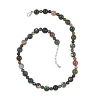 Multi Jasper Beaded Necklace (18-20 Inches) in Rhodium Over Stainless Steel 168.00 ctw | Tarnish-Free, Waterproof, Sweat Proof Jewelry