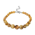 Tiger's Eye Beaded Bracelet in Rhodium Over Stainless Steel (7-9In) 72.00 ctw - Sticky add to cart bar
