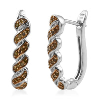 Yellow Diamond (IR) Huggie Hoop Earrings in Rhodium and Platinum Over Sterling Silver 0.25 ctw