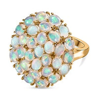 Ethiopian Welo Opal 3.48 ctw Cluster Ring in Vermeil Yellow Gold Over Sterling Silver (Size 11.5)