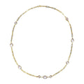 Simulated White Topaz Paper Clip Chain Station Necklace 28 Inches in ION Plated Yellow Gold Stainless Steel - Sticky add to cart bar