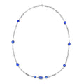 Simulated Blue Sapphire Paper Clip Chain Station Necklace in Stainless Steel 28 Inches - Sticky add to cart bar