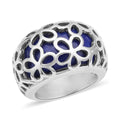 Lapis Lazuli Floral Dome Ring in Stainless Steel 15.00 ctw - Sticky add to cart bar