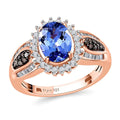 Tanzanite, Natural Champagne and White Diamond Ring in Vermeil Rose Gold Over Sterling Silver 1.70 ctw - Sticky add to cart bar