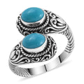 BALI LEGACY AMERICAN Natural Sleeping Beauty Turquoise Bypass Ring in Sterling Silver 2.00 ctw - Sticky add to cart bar