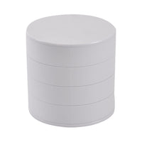 White 360 Degree Rotatable Round Shape 4 Layer Jewelry Organizer with Mirror (3.9"x3.9"x7.7")