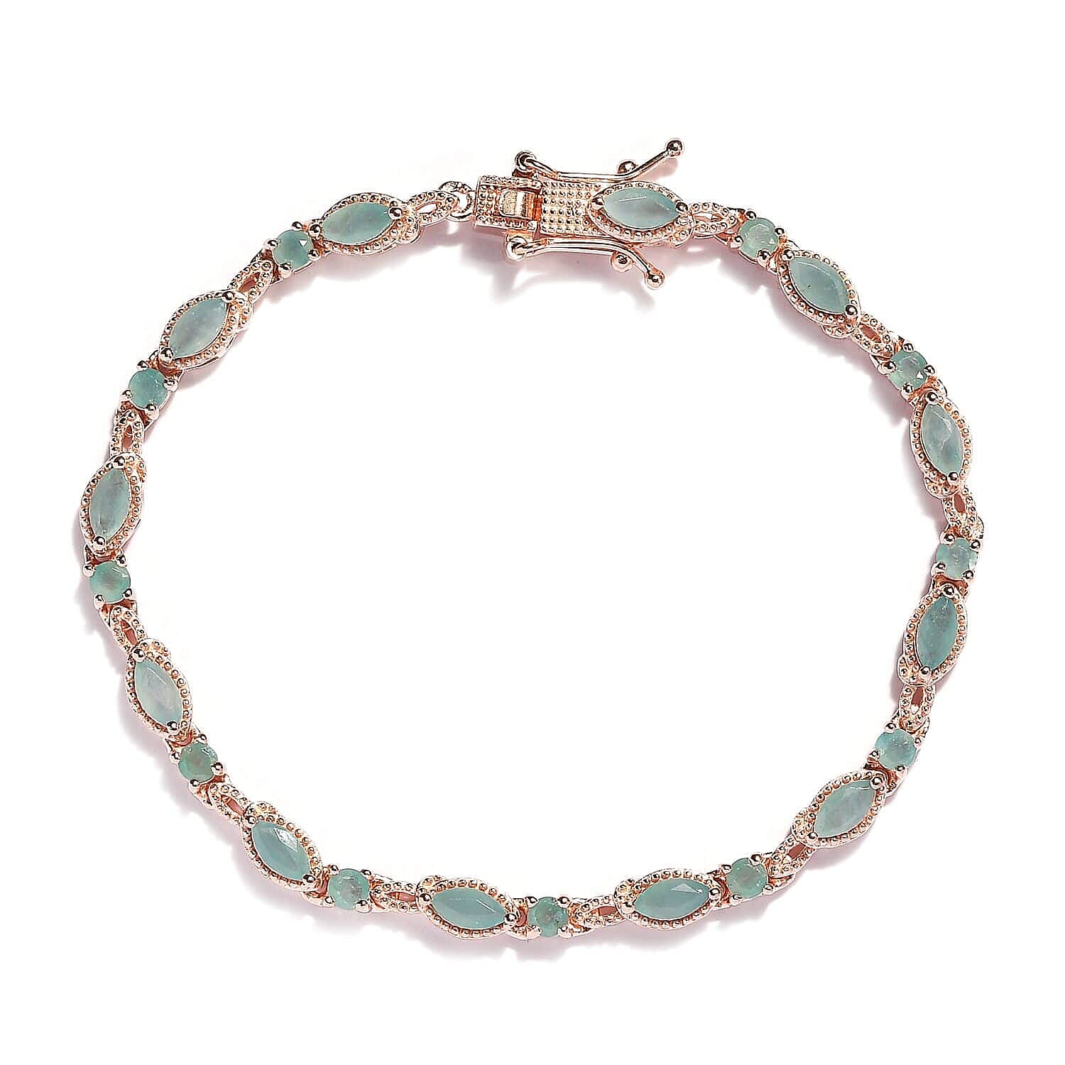Grandidierite Bracelet in Vermeil Rose Gold Over Sterling Silver (7.25 In) 4.15 ctw