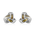 Yellow Diamond Knotted Stud Earrings in Platinum Over Sterling Silver 0.15 ctw - Sticky add to cart bar
