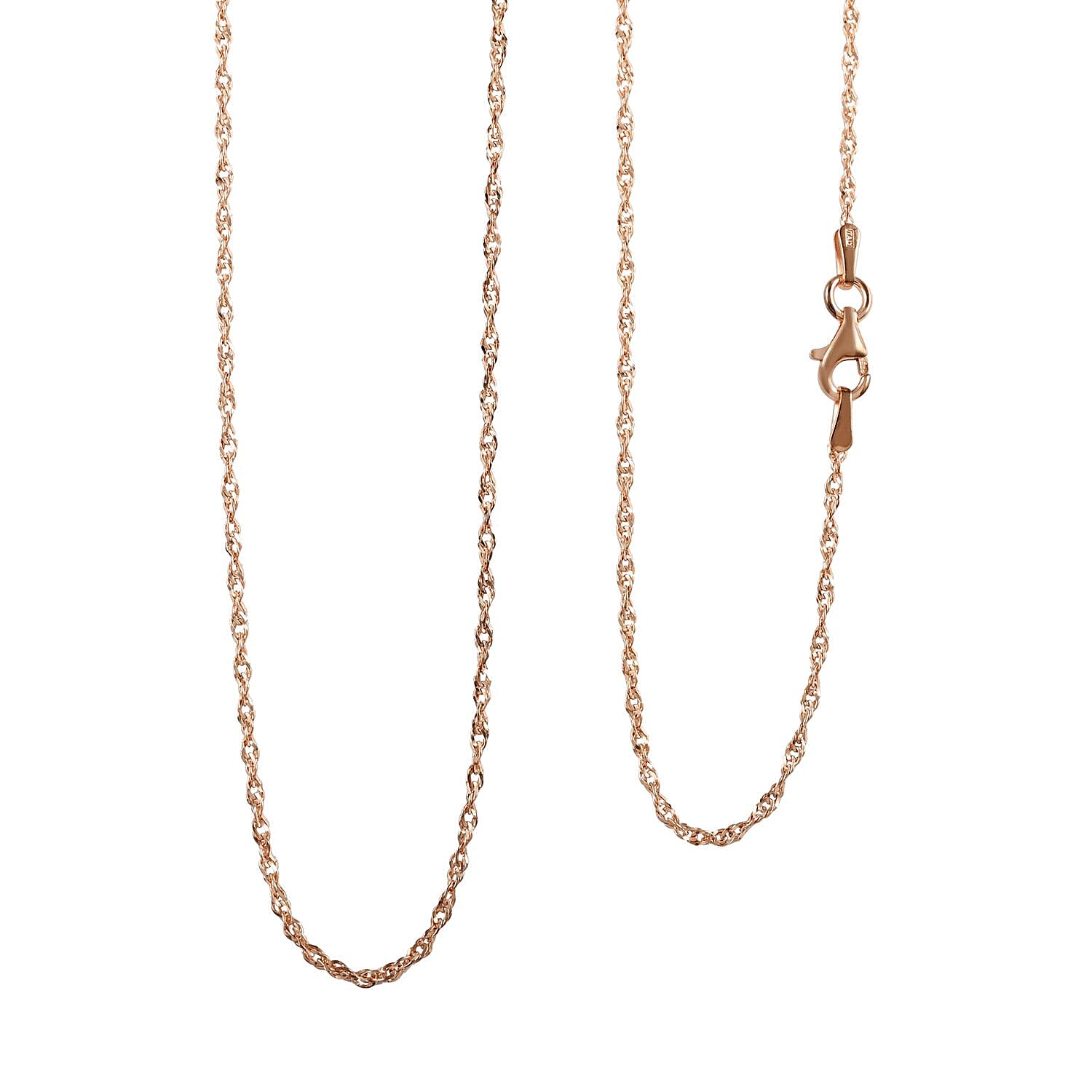 Italian 14K RG Over Sterling Silver .75mm Rope Necklace 30 Inches 3 Grams