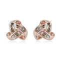 Natural Champagne Diamond Knotted Stud Earrings in Vermeil Rose Gold Over Sterling Silver 0.15 ctw - Sticky add to cart bar