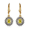 AAA Tanzanian Canary Tourmaline, White and Champagne Zircon Earrings in Vermeil Yellow Gold Over Sterling Silver 1.50 ctw - Sticky add to cart bar