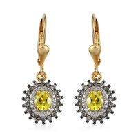 AAA Tanzanian Canary Tourmaline, White and Champagne Zircon Earrings in Vermeil Yellow Gold Over Sterling Silver 1.50 ctw