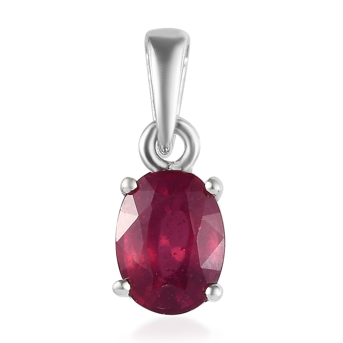 Niassa Ruby (FF) Solitaire Pendant in Platinum Over Sterling Silver 1.85 ctw