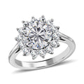 TLV Moissanite (VS-EF) Halo Ring in Platinum Over Sterling Silver (Size 10.0) 2.60 ctw - Sticky add to cart bar