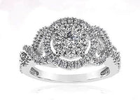 NY Closeout 10K White Gold G-H I2  Diamond Cluster Ring (Size 7.0) 4.40 Grams 1.00 ctw