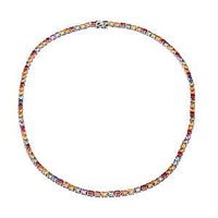 Multi Sapphire 24.15 ctw Necklace in Platinum Over Sterling Silver 18 Inches (17 g)