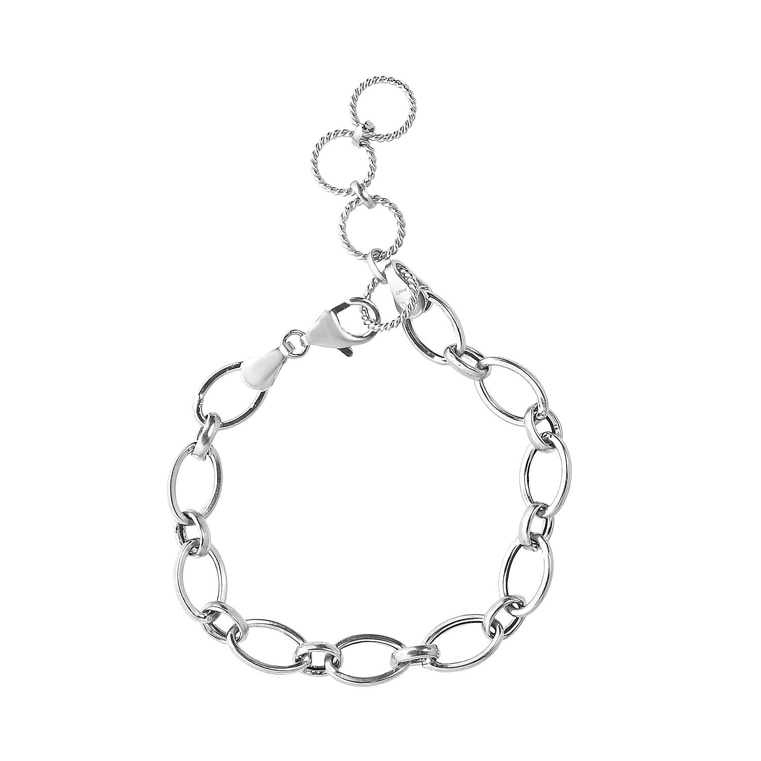 TLV Artisan Crafted Platinum Over Sterling Silver Link Bracelet (7.25-8.00In) (5.80 g)