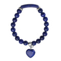Lapis Lazuli and Austrian Crystal Stretchable Beaded Heart Charm Bracelet in Stainless Steel 94.00 ctw - Sticky add to cart bar