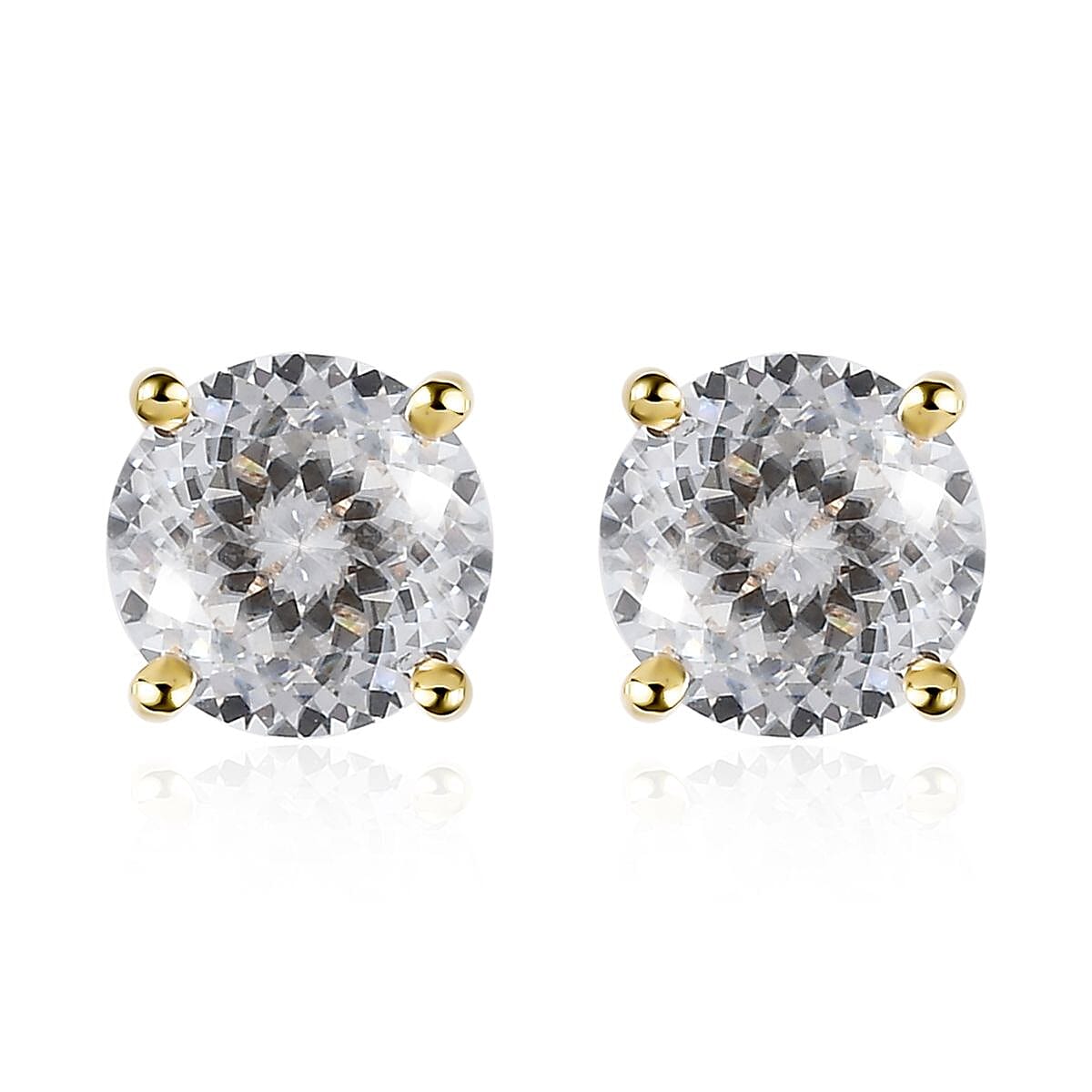 LUXORO 10K Yellow Gold 120 Facet Moissanite VS-EF Solitaire Stud Earrings 1.65 ctw
