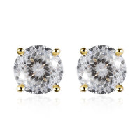 LUXORO 10K Yellow Gold 120 Facet Moissanite VS-EF Solitaire Stud Earrings 1.65 ctw