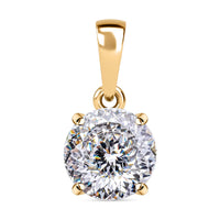 LUXORO 10K Yellow Gold 120 Facet Moissanite VS-EF Solitaire Pendant 1.85 ctw