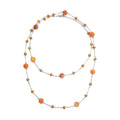 White Drusy Quartz, White Glass Beaded Station Necklace 43-45 Inches in Silvertone 126.00 ctw - Sticky add to cart bar