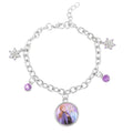 DISNEY Pink Austrian Crystal Charm Bracelet in Rhodium Over Silvertone 6.50-7.50 Inches - Sticky add to cart bar