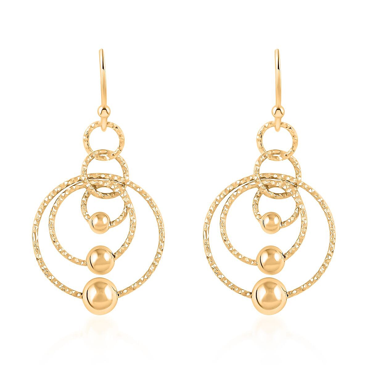 14K Yellow Gold Over Sterling Silver Fancy Earrings 2.90 Grams