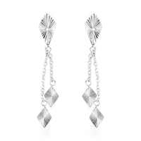 Natural White Zircon Kite Dangle Earrings in Sterling Silver 1.90 Grams