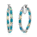 Premium Ethiopian Welo Opal and Sleeping Beauty Turquoise Inside-Out Hoop Earrings in Platinum Over Sterling Silver 6.35 ctw - Sticky add to cart bar