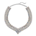 Simulated Aurora Borealis Austrian Crystal Multi Layer Necklace (20-22 Inches) in Silvertone - Sticky add to cart bar