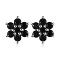 Natural Thai Black Spinel Floral Stud Earrings in Sterling Silver 0.85 ctw - Sticky add to cart bar