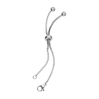 Simulated Diamond Bolo Extender Box Chain with Lobster Lock in Rhodium Over Stainless Steel 0.40 ctw
