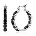 Thai Black Spinel Inside Out Hoop Earrings In Stainless Steel| Black Jewelry For Women| Women's Black Earrings - Sticky add to cart bar