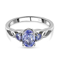 Tanzanite 0.92 ctw Ring in Platinum Over Sterling Silver (Size 10.0)