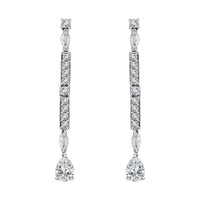 Moissanite 3.00 ctw Dangling Earrings in Platinum Over Sterling Silver