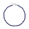 Lapis Lazuli Beaded Necklace 18-20 Inches in Silvertone 137.00 ctw - Sticky add to cart bar