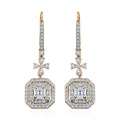 Asscher Cut Moissanite Dangling Earrings in Vermeil Yellow Gold Over Sterling Silver 3.40 ctw - Sticky add to cart bar