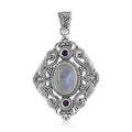 Bali Legacy Kuisa Rainbow Moonstone and Amethyst Pendant in Sterling Silver 7.75 ctw - Sticky add to cart bar