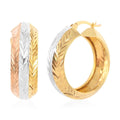 14K Yellow Rose Gold Over and Sterling Silver Textured Hoop Earrings 3.85 Grams - Sticky add to cart bar