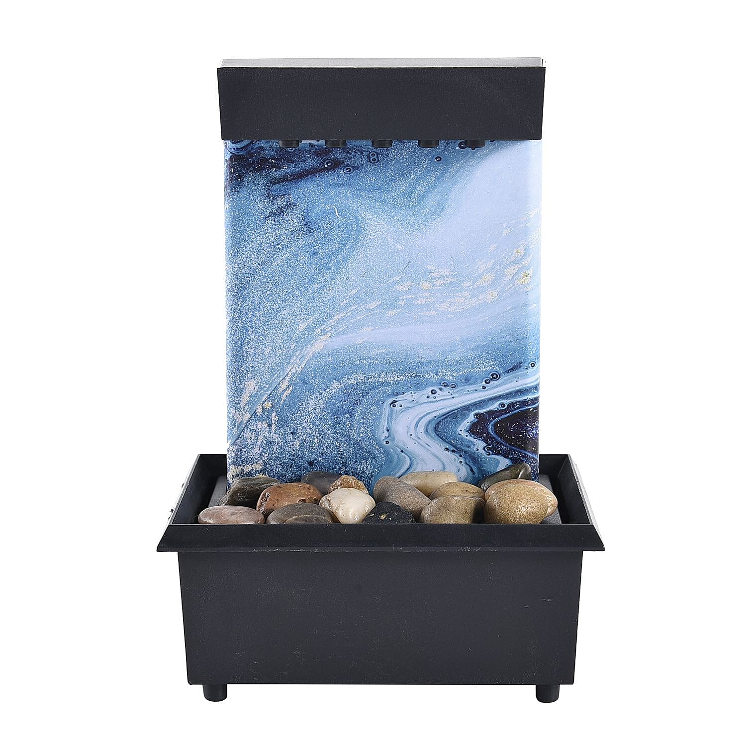 Black Mini Waterfalls Water Fountain with LED Light (4.33"x3.54"x6.69") (2xAA Battery Not Incclude)