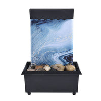 Black Mini Waterfalls Water Fountain with LED Light (4.33"x3.54"x6.69") (2xAA Battery Not Incclude)