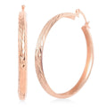 14K Rose Gold Over Sterling Silver Textured Hoop Earrings 2.70 Grams - Sticky add to cart bar