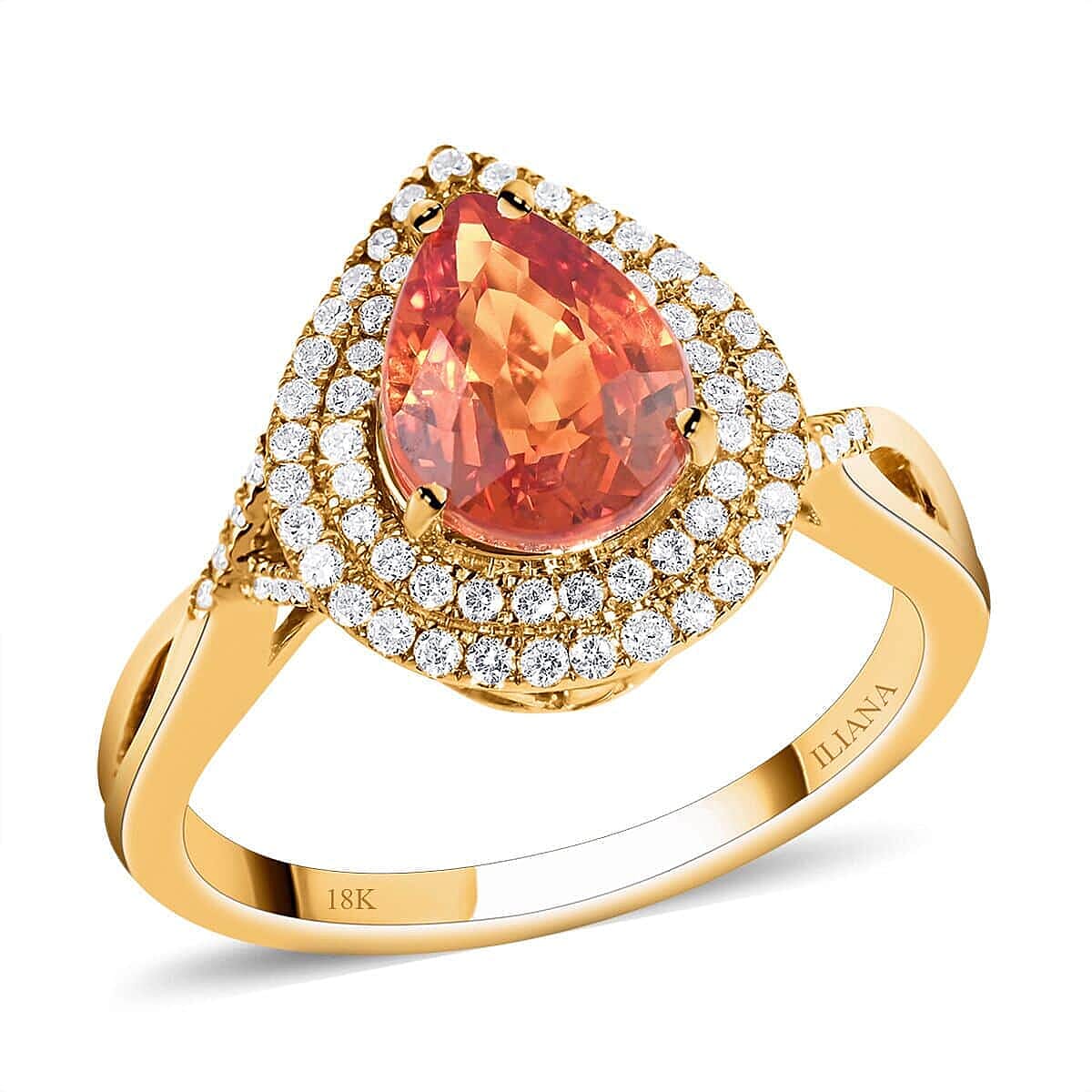 Certified & Appraised ILIANA 18K Yellow Gold AAA Songea Sapphire and G-H SI Diamond Ring 4.50 Grams 2.40 ctw